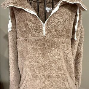 SO Tan Teddy Bear Sherpa 1/4 Zip-Up
